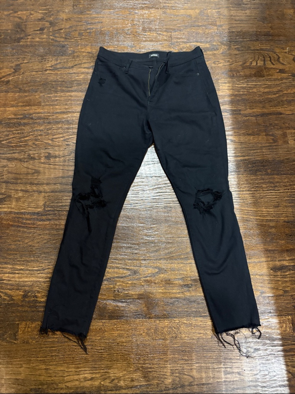 Express Black Distressed Skinny Jeans